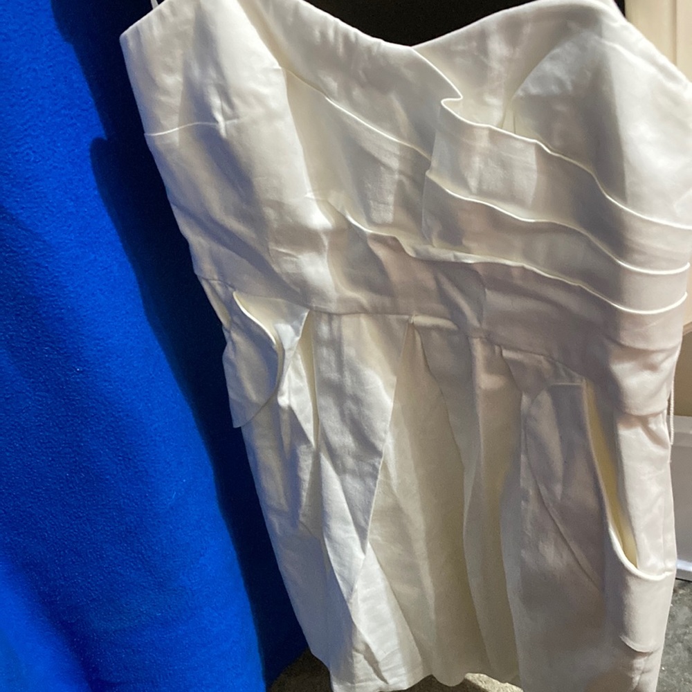 White short strapless dress